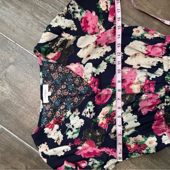 Umgee Pink and Navy Long Sleeve V-Neck sheer Sundress - Picture 9 of 10